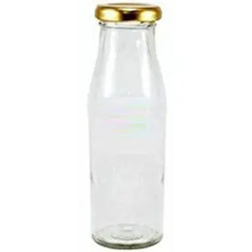 Clear Glass Milk Bottle with Lid for Storage and Serving Compact Design | 300 ML | 2 x 7 inches