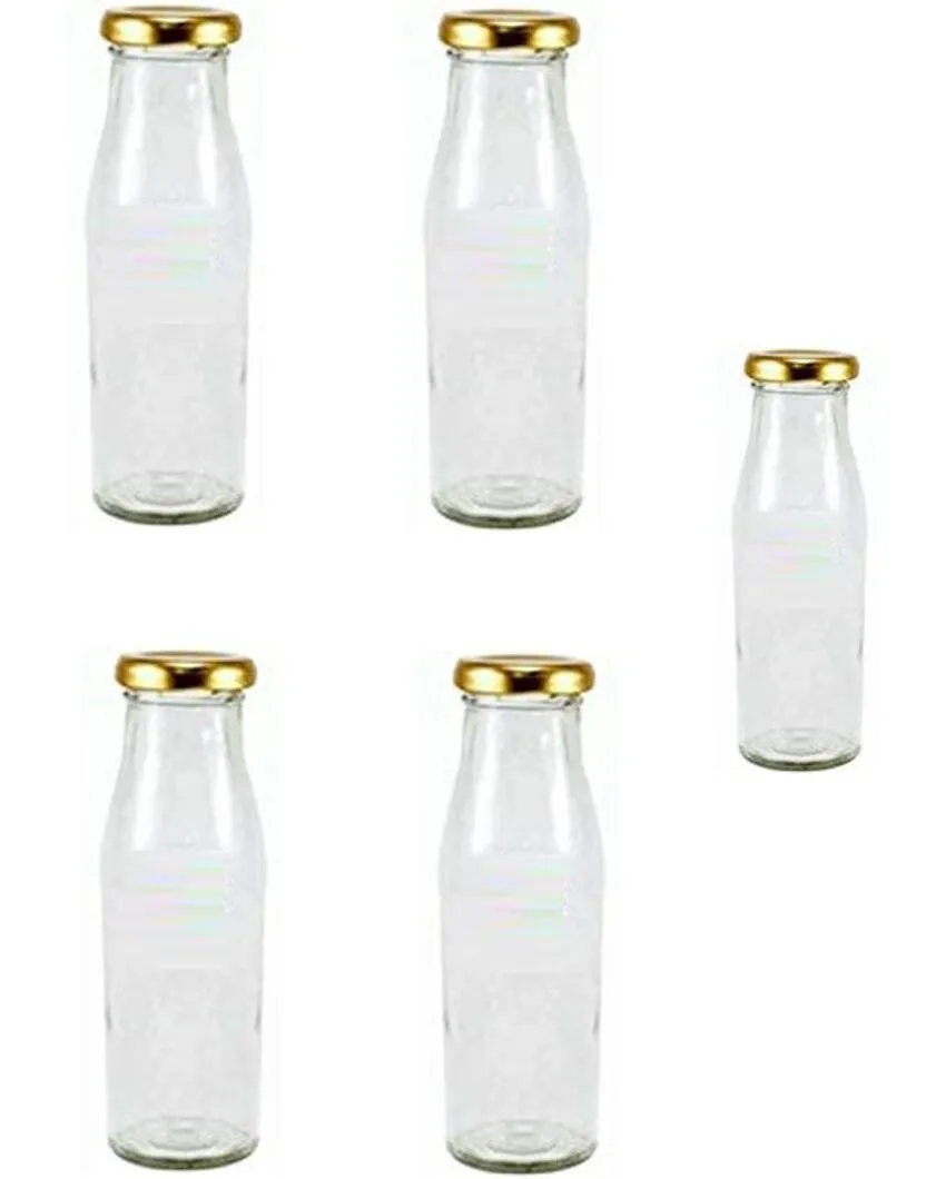 Clear Glass Milk Bottle with Lid for Storage and Serving Compact Design | 300 ML | 2 x 7 inches