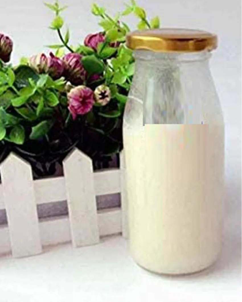 Clear Glass Milk Bottle with Lid for Storage and Serving Compact Design | 300 ML | 2 x 7 inches