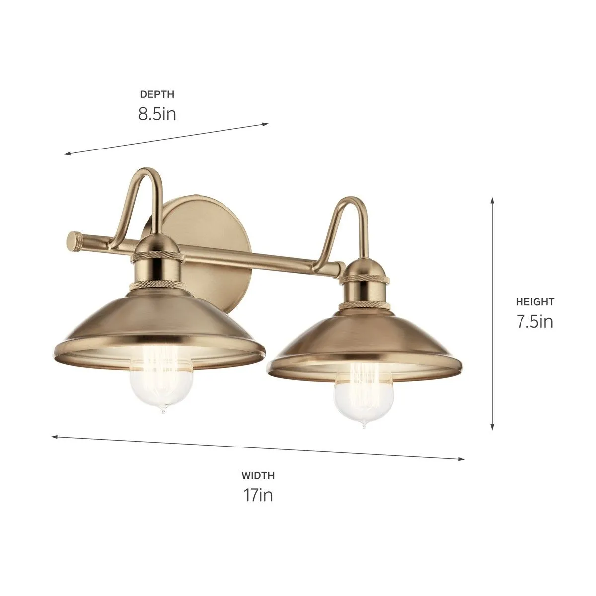 Clyde 17 in. 2 Lights Vanity Light Bronze finish