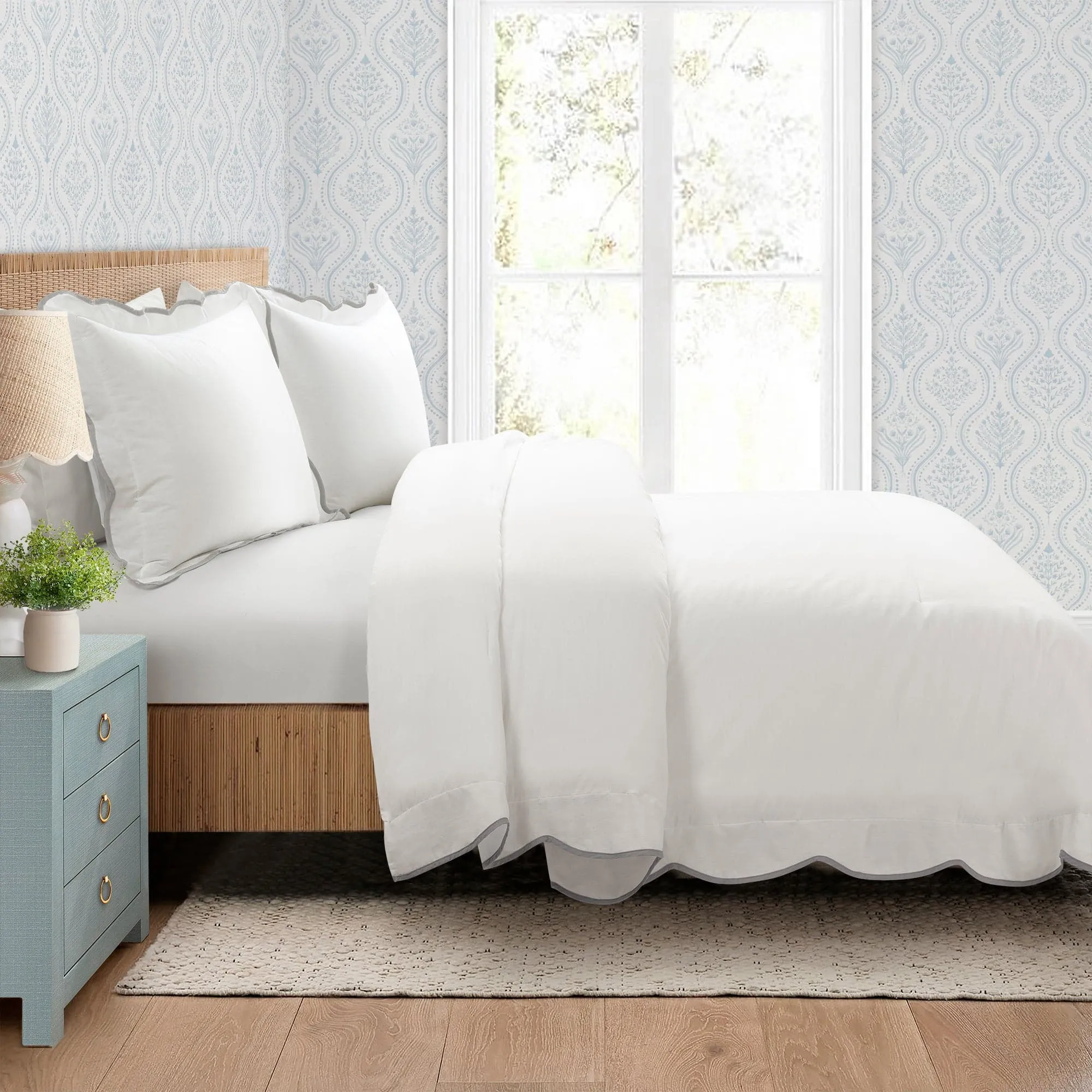 Coastal Chic Scalloped Edge 3 Piece Comforter Set