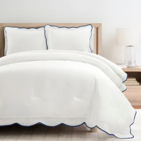 Coastal Chic Scalloped Edge 3 Piece Comforter Set