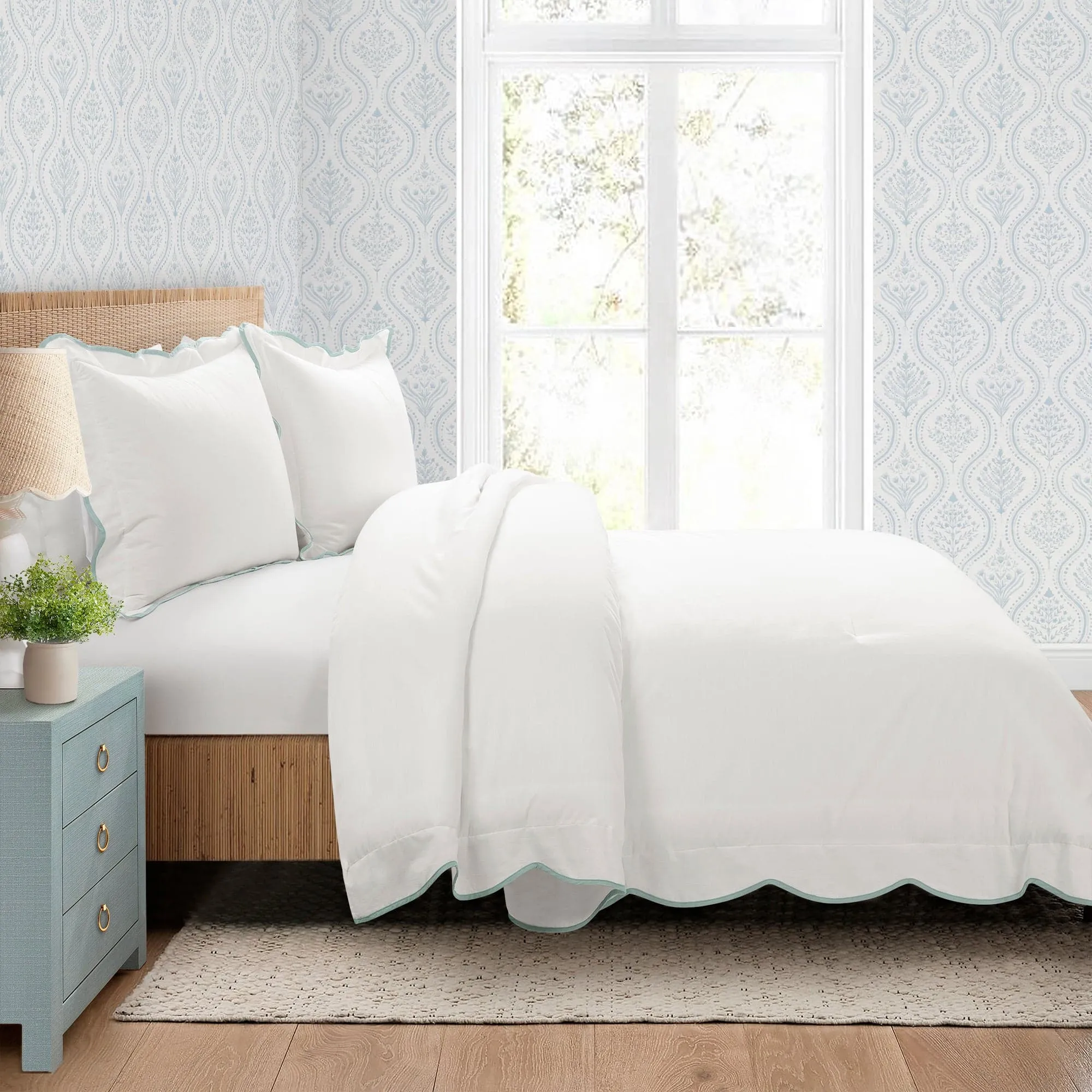 Coastal Chic Scalloped Edge 3 Piece Comforter Set