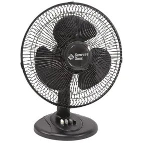 COMFORT ZONE CZ121BK 12" Oscillating Table Fan (Black)