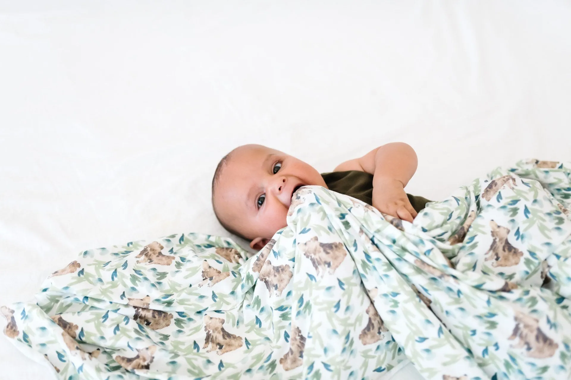 Copper Pearl Bear Knit Swaddle Blanket