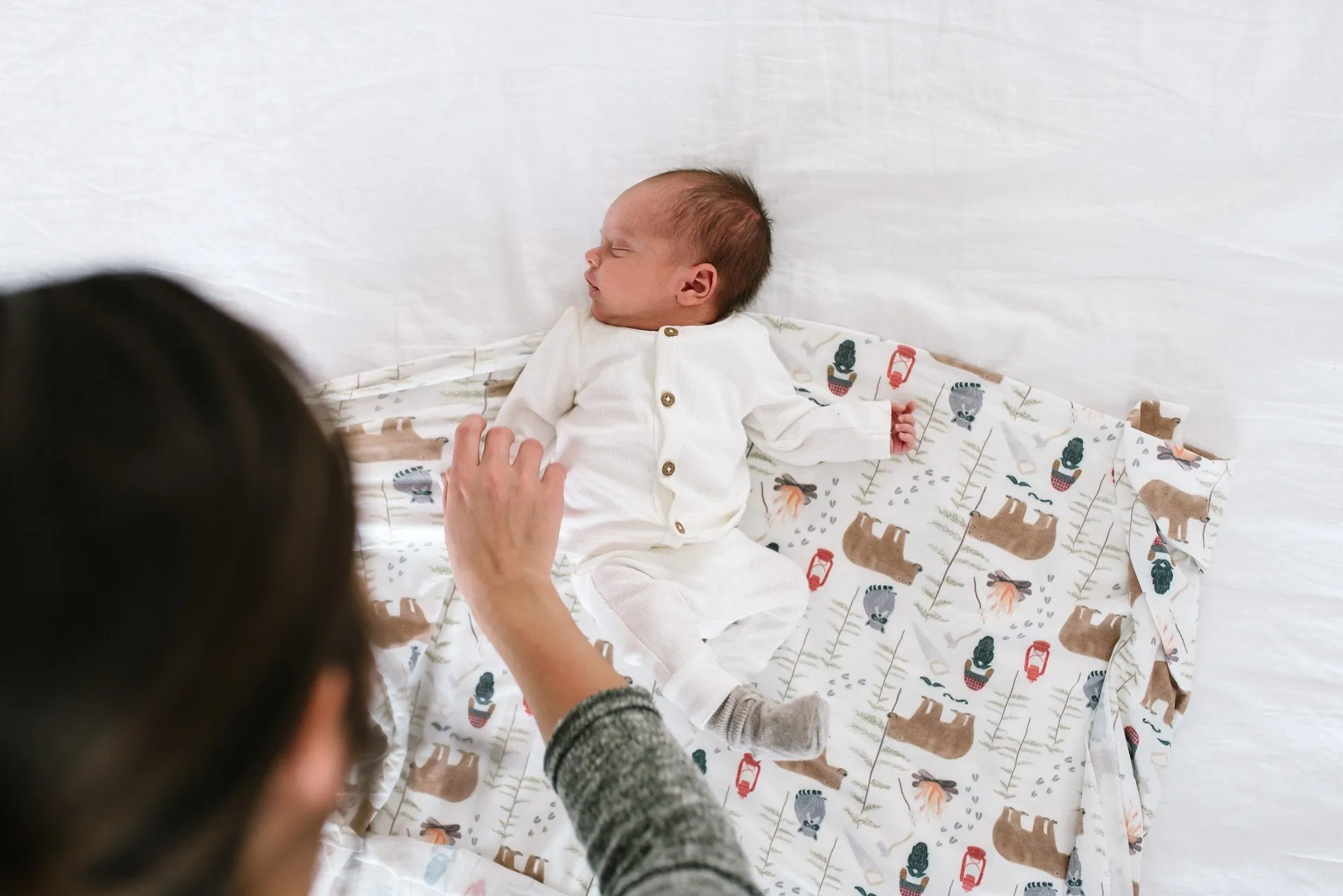 Copper Pearl Lumberjack Knit Swaddle Blanket