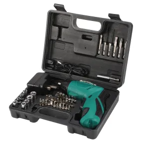 Cordless Electric Screwdriver Set Rechargeable 4.8V Drill Driver w/45 Drill Bits Carrying Case