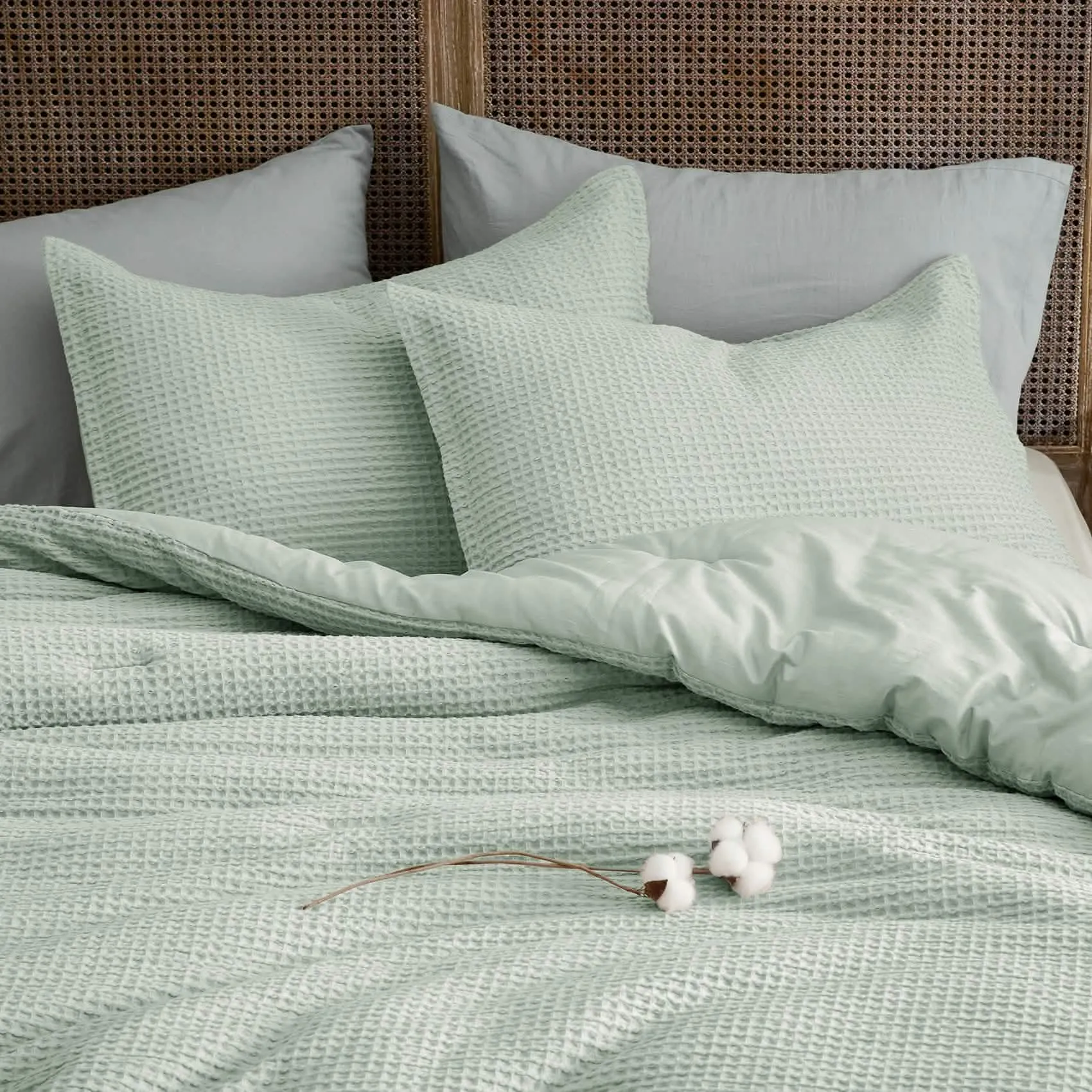 Cotton Waffle Weave Comforter Set