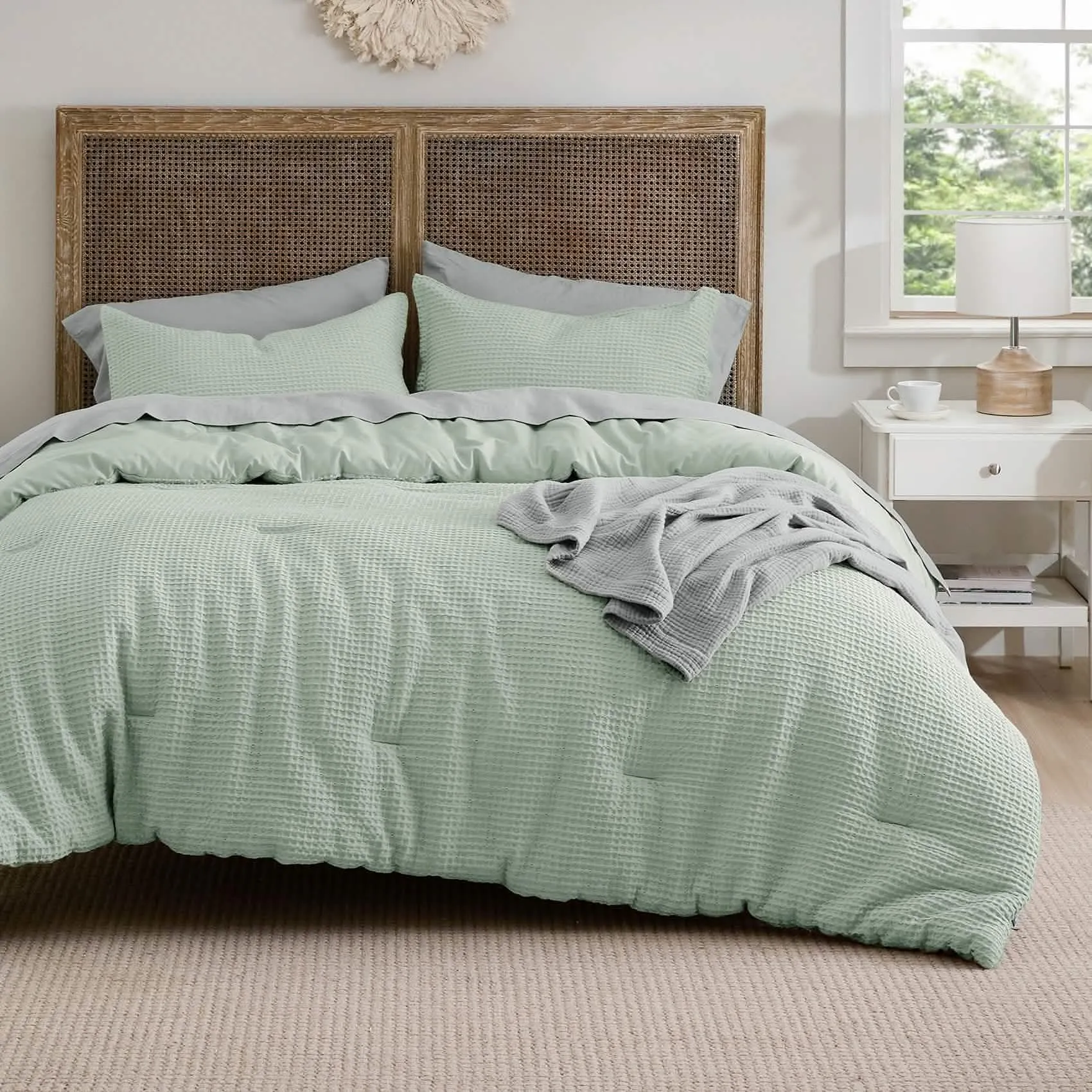 Cotton Waffle Weave Comforter Set