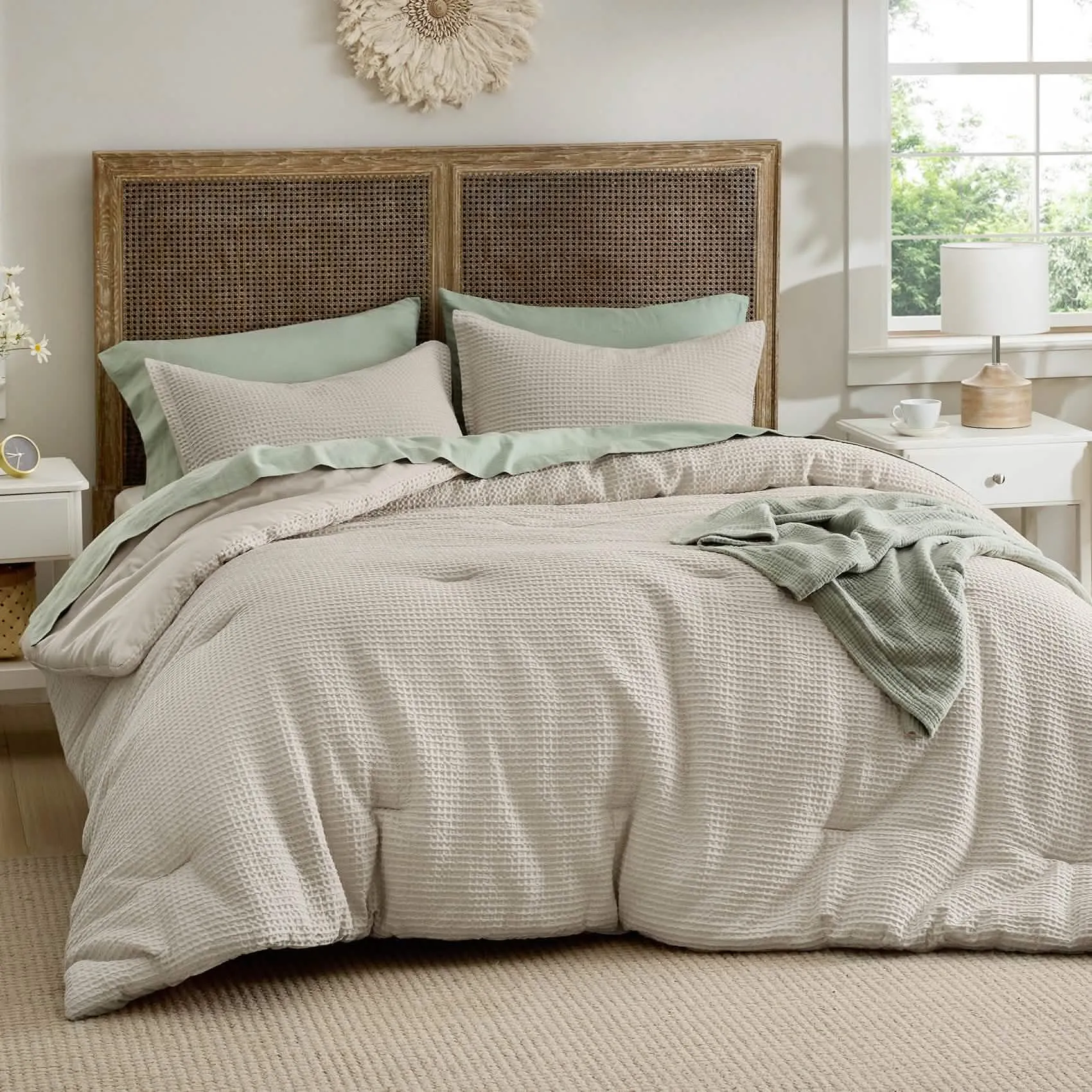 Cotton Waffle Weave Comforter Set