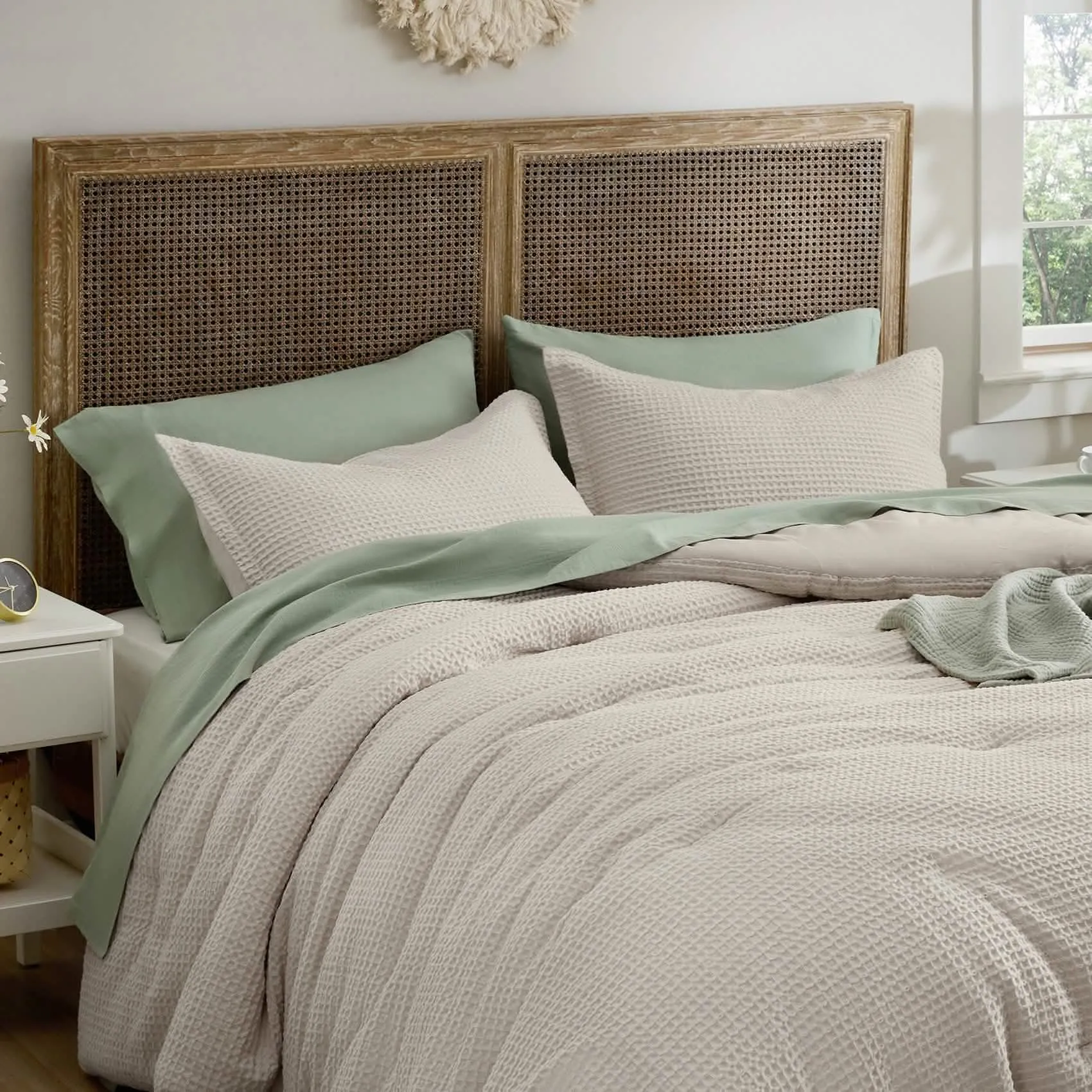 Cotton Waffle Weave Comforter Set