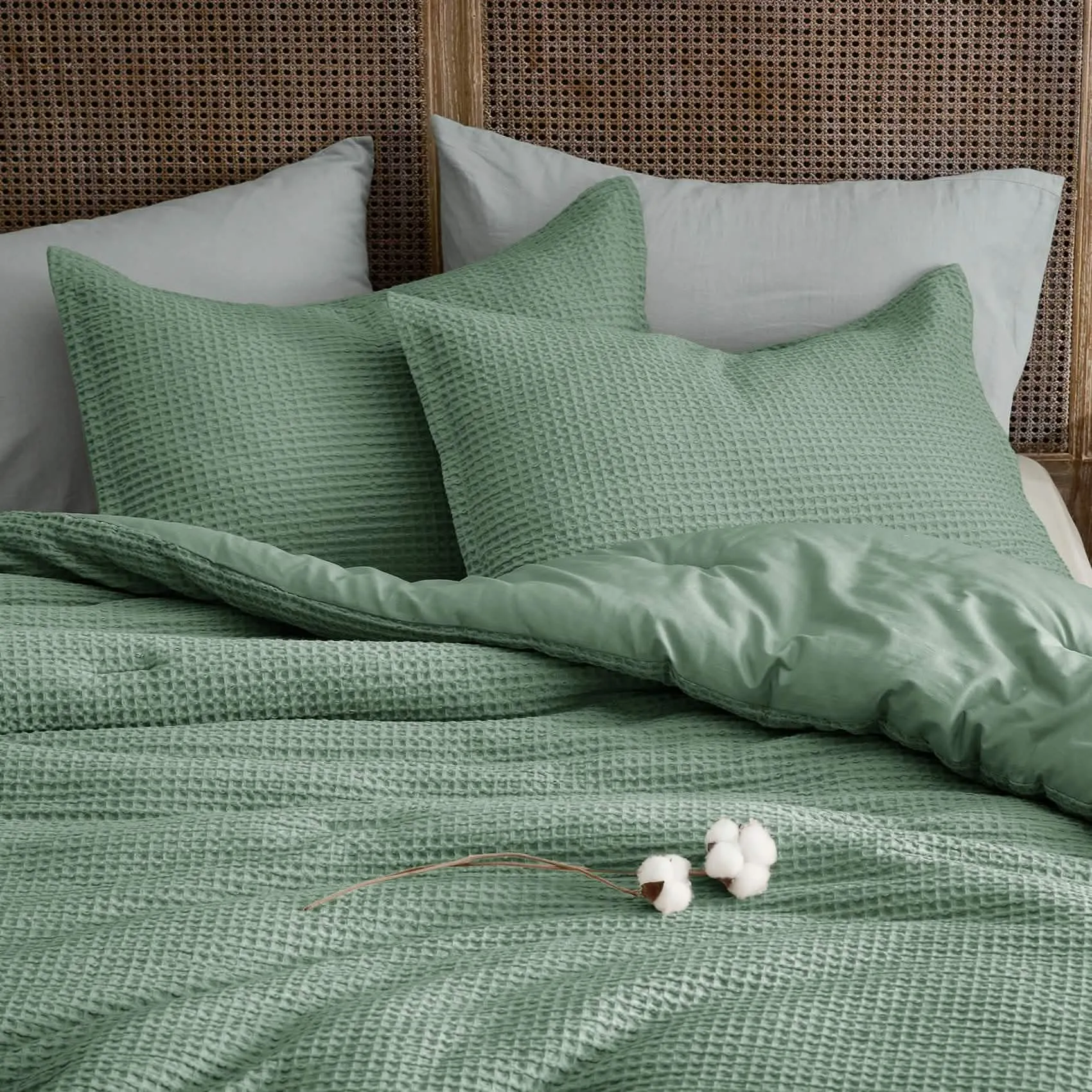 Cotton Waffle Weave Comforter Set