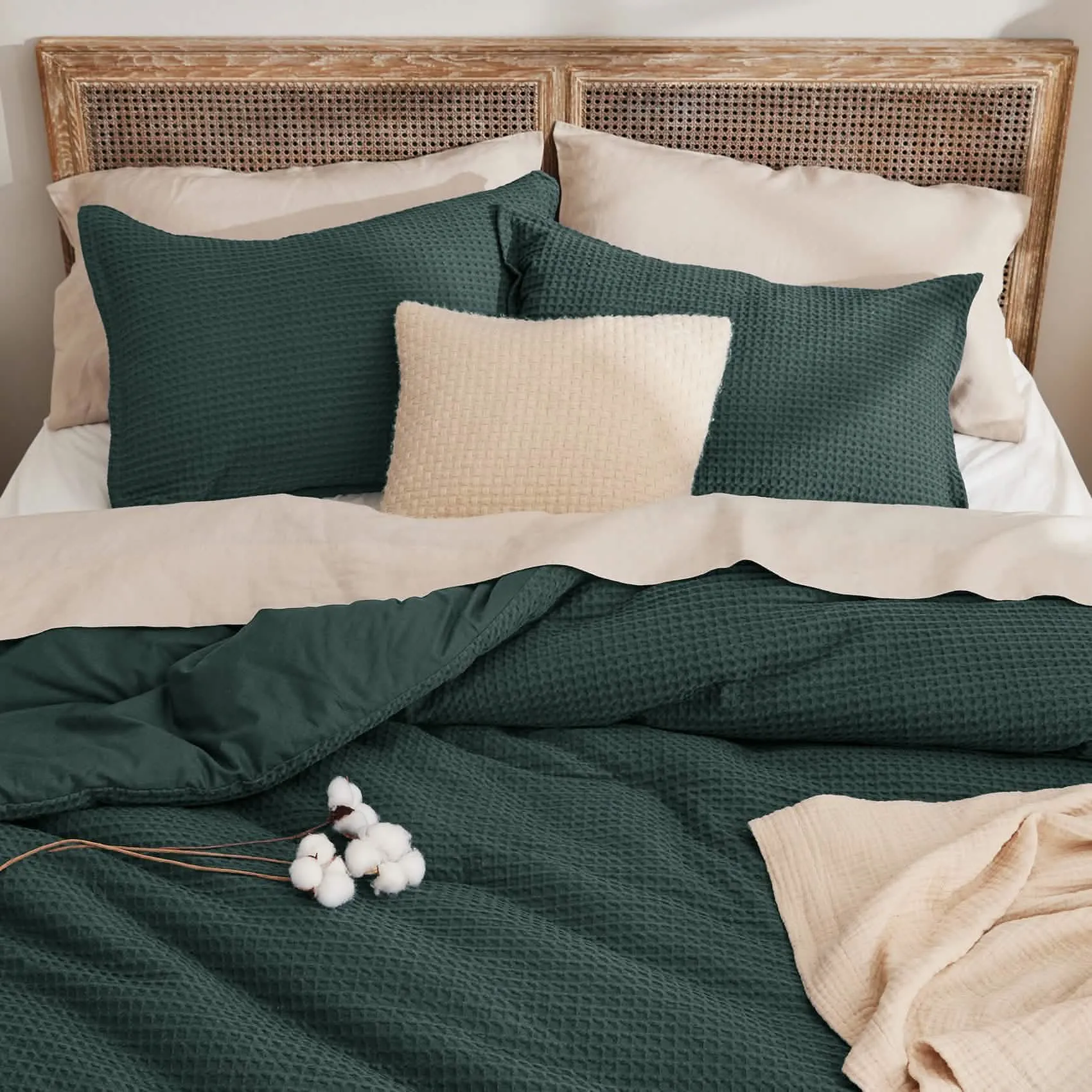 Cotton Waffle Weave Comforter Set