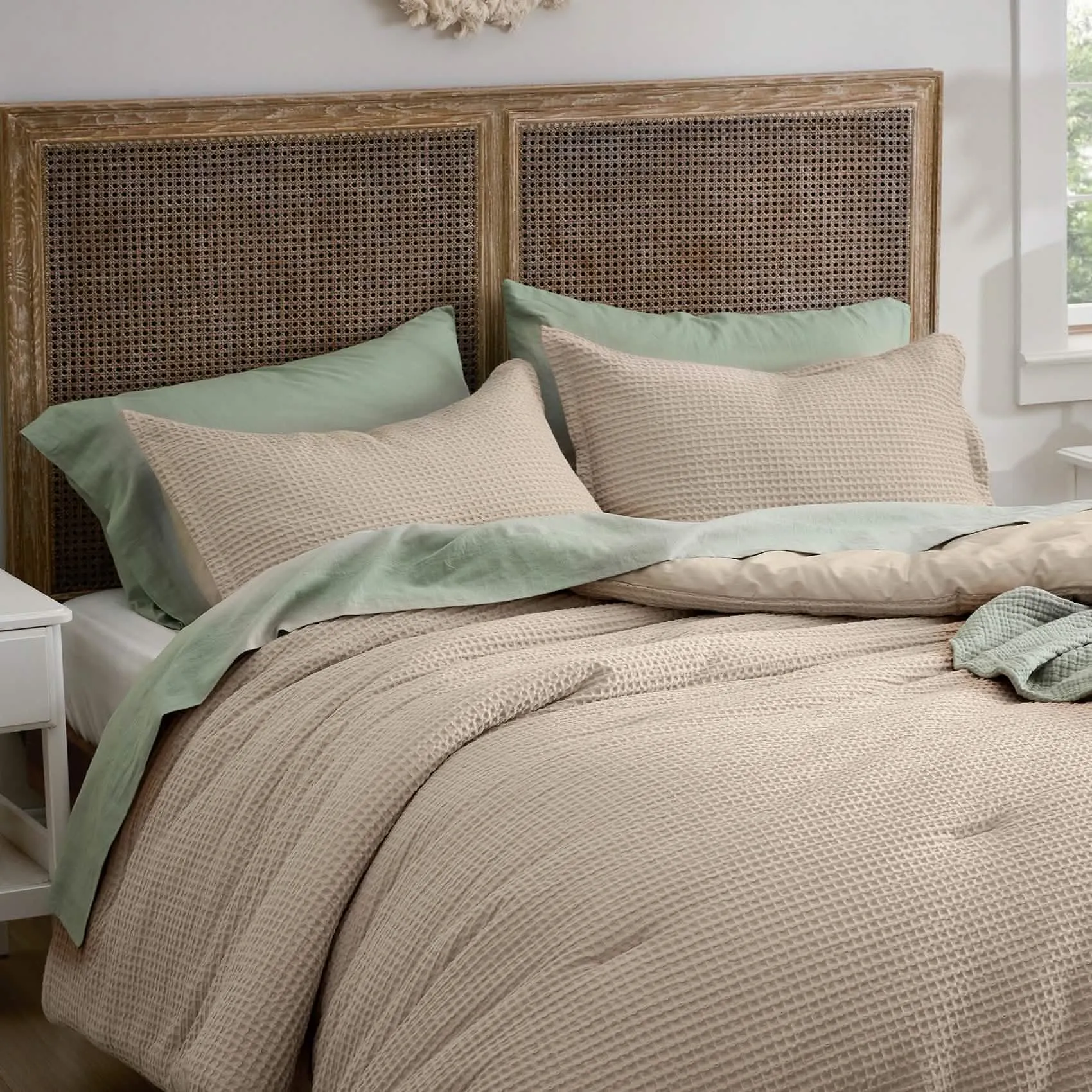 Cotton Waffle Weave Comforter Set