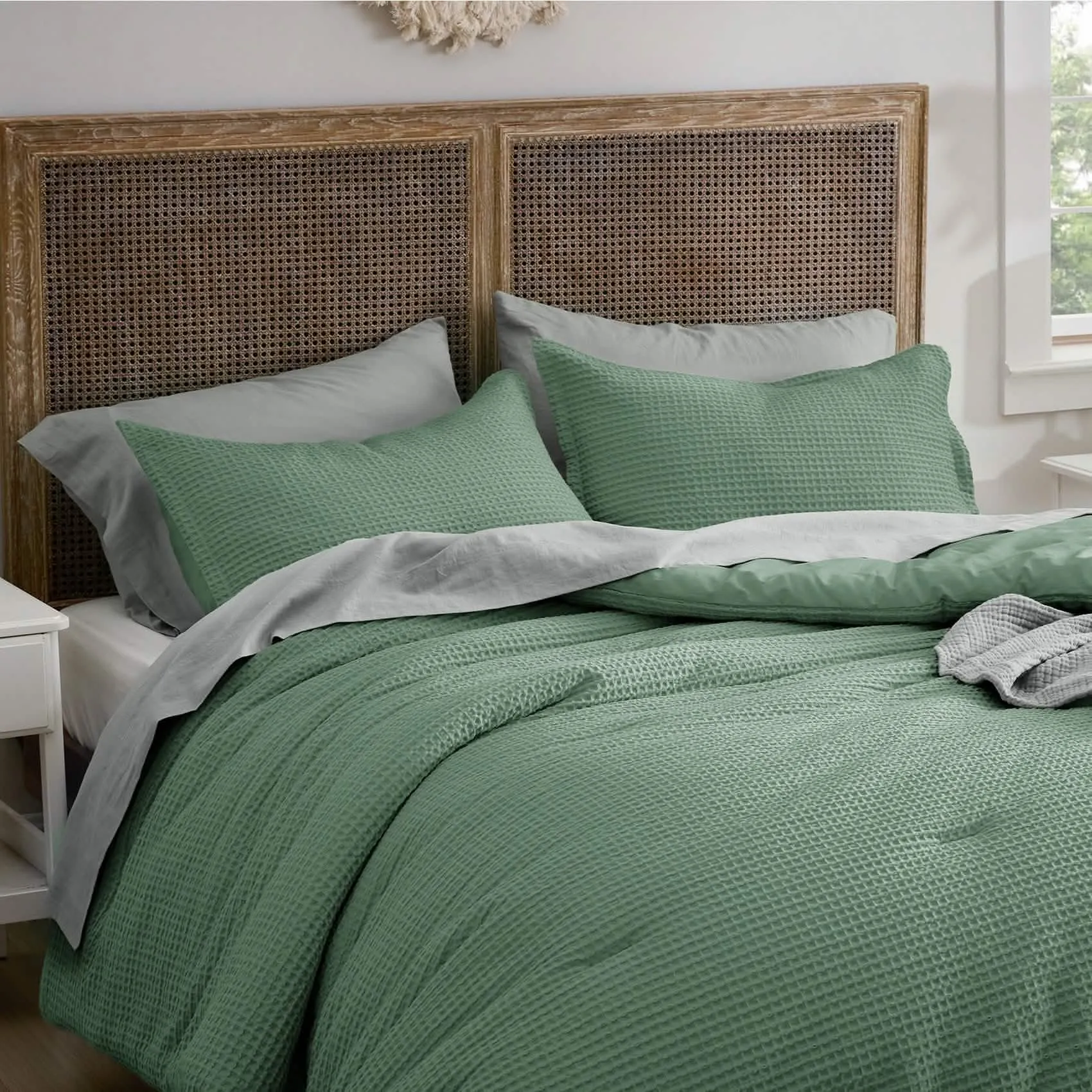 Cotton Waffle Weave Comforter Set