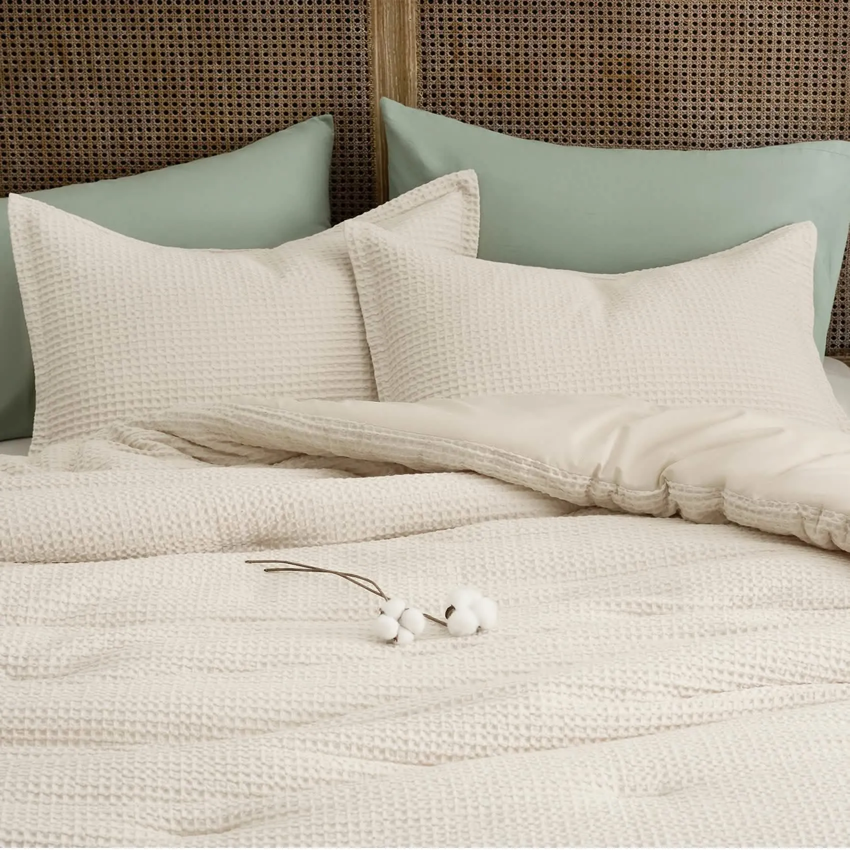 Cotton Waffle Weave Comforter Set