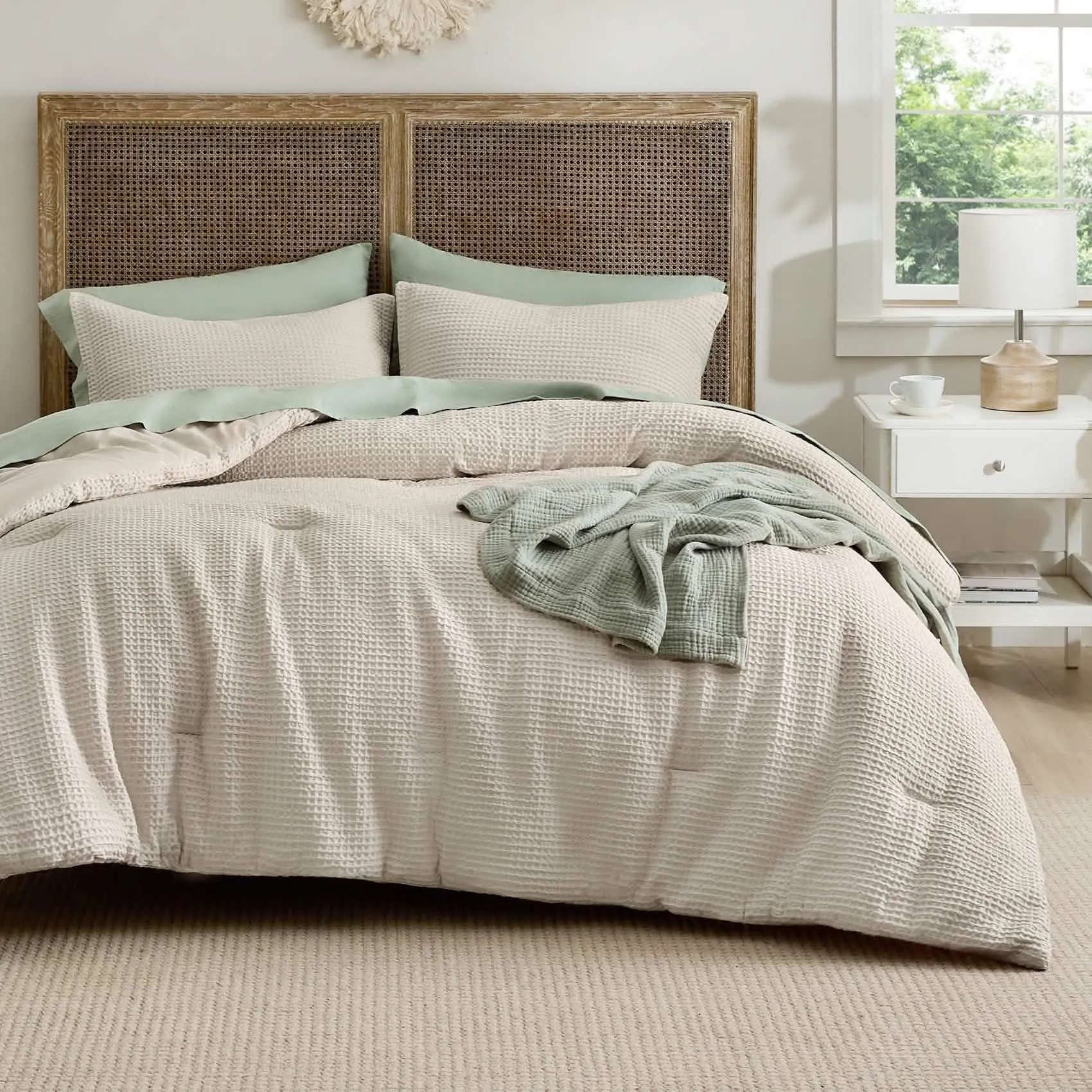 Cotton Waffle Weave Comforter Set