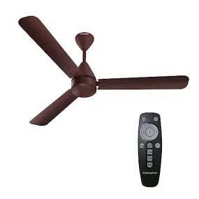 Crompton Energion Hyperjet 1200mm BLDC Ceiling Fan with Remote Control | High Air Delivery | Energy Saving | 2 Year Warranty | Brown