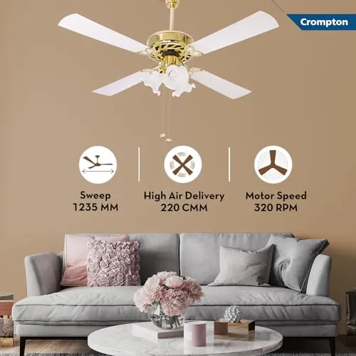 Crompton Uranus 1200 mm (48 inch) Decorative Ceiling Fan with Lights (Ivory) (URANUS1200IVY)