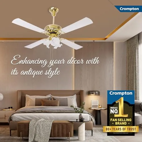 Crompton Uranus 1200 mm (48 inch) Decorative Ceiling Fan with Lights (Ivory) (URANUS1200IVY)