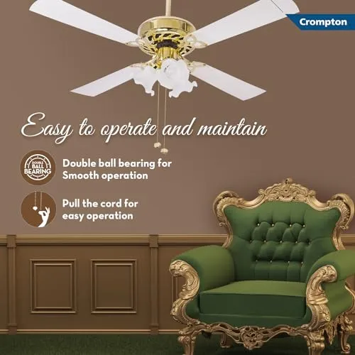 Crompton Uranus 1200 mm (48 inch) Decorative Ceiling Fan with Lights (Ivory) (URANUS1200IVY)