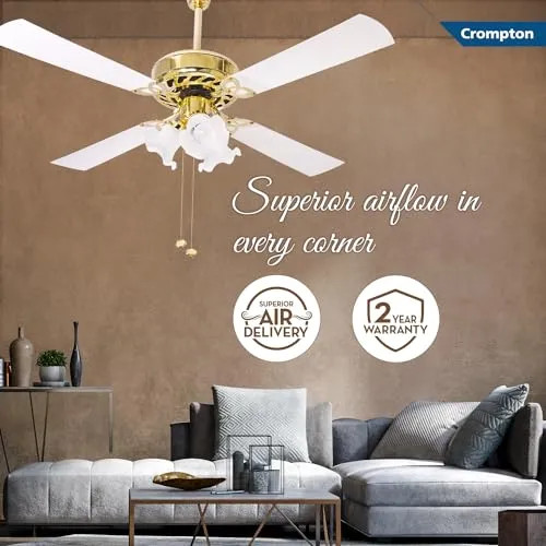 Crompton Uranus 1200 mm (48 inch) Decorative Ceiling Fan with Lights (Ivory) (URANUS1200IVY)