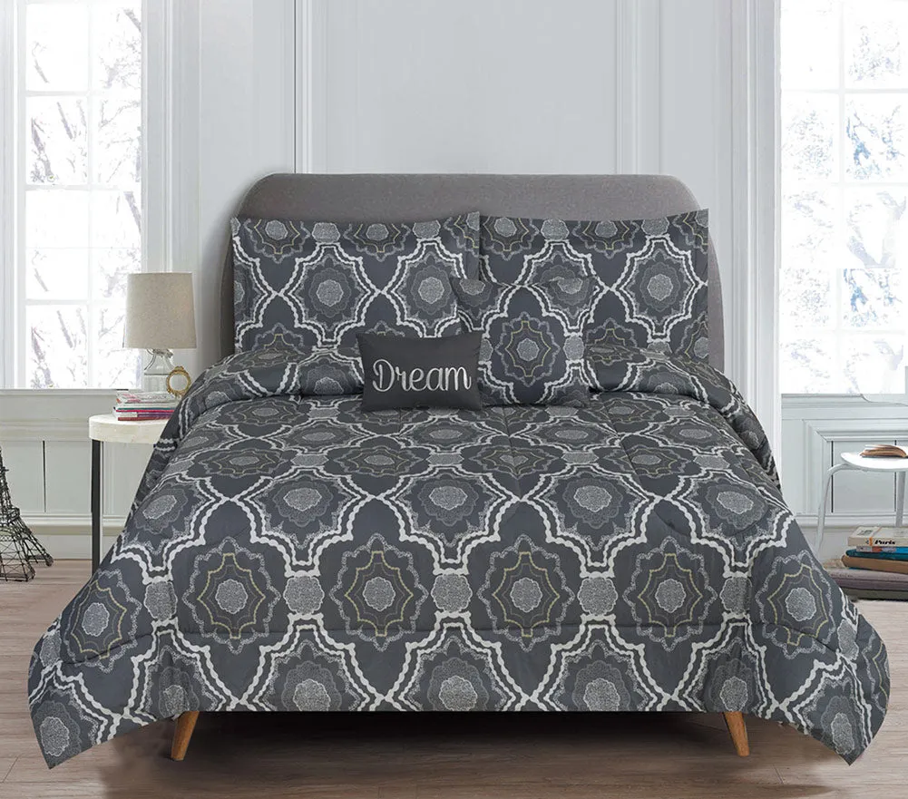 Crosby "Dream" 5-Piece Reversible Comforter Set, Blue