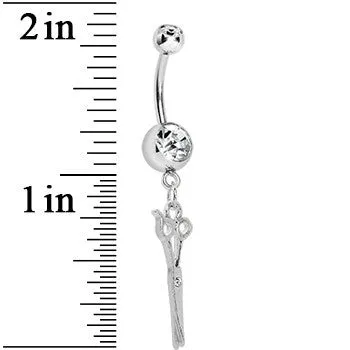 Crystalline Gem Hairstylist Scissors Dangle Belly Ring