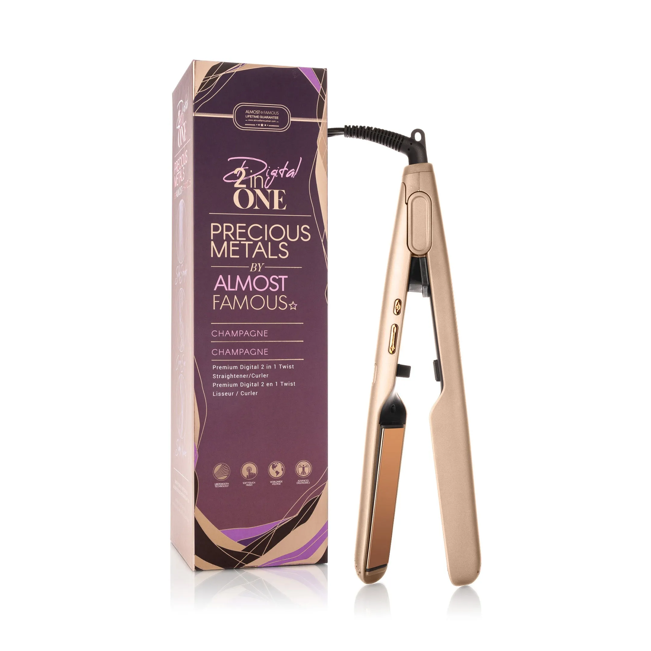 Digital 2inONE Twist Flat Iron with Rose Gold Titanium Plates