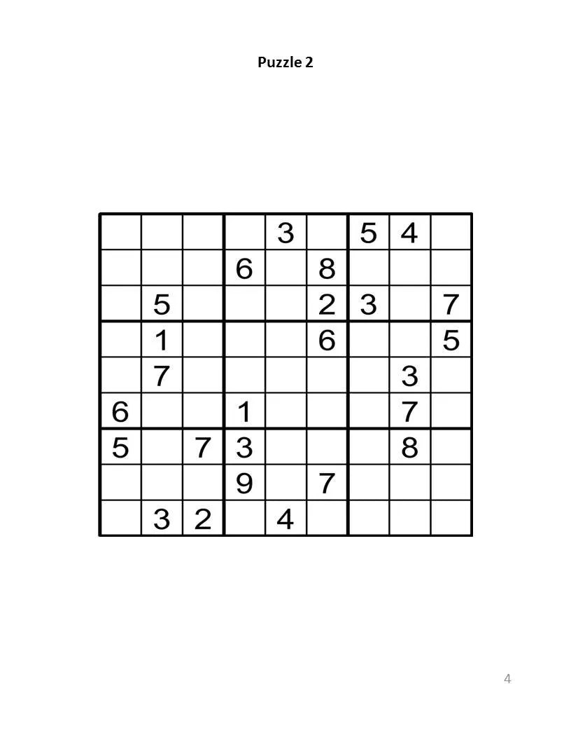 Digital Download 100 Printable Sudoku Puzzles For Beginners