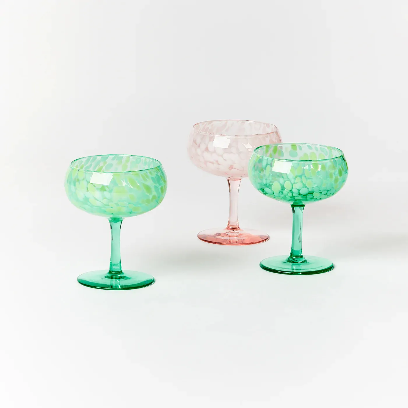 Dots Green Coupe Glass set of 2