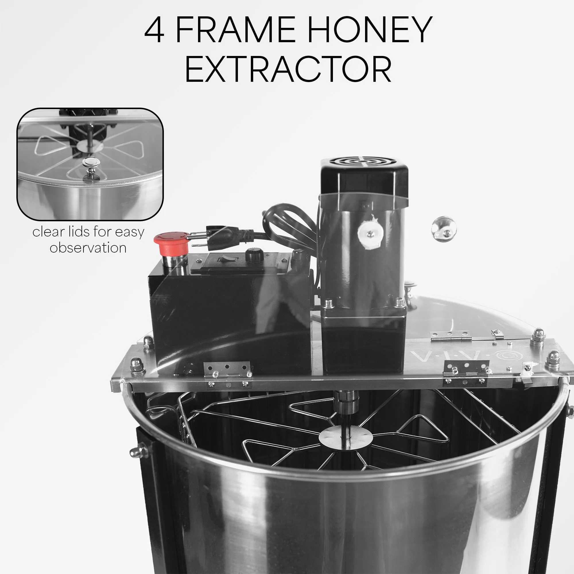 Electric 4 to 8 Frame Stainless Steel Honey Extractor