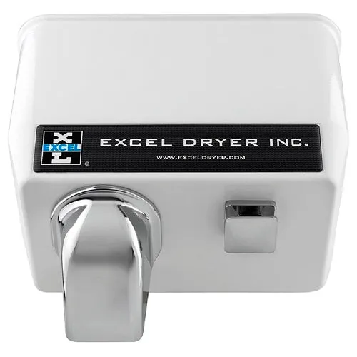 Excel Dryer Hands On® 76-W Hand Dryer - White Epoxy on Zinc Alloy Push-Button Surface-Mounted