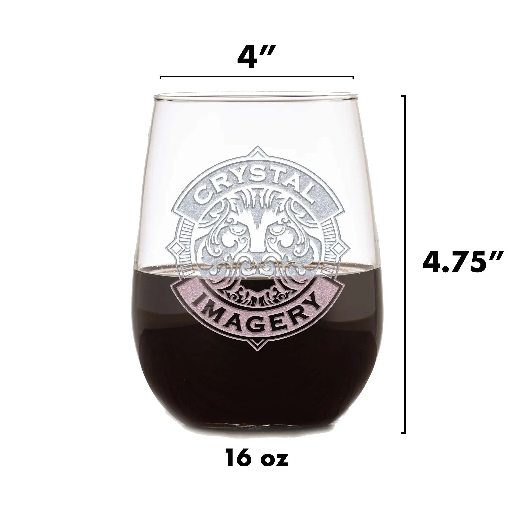 Family Crest Engraved Stemless Wine Glass Gift Set