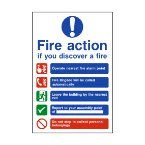 Fire Action Non-Lift Automatic Alarm Sign