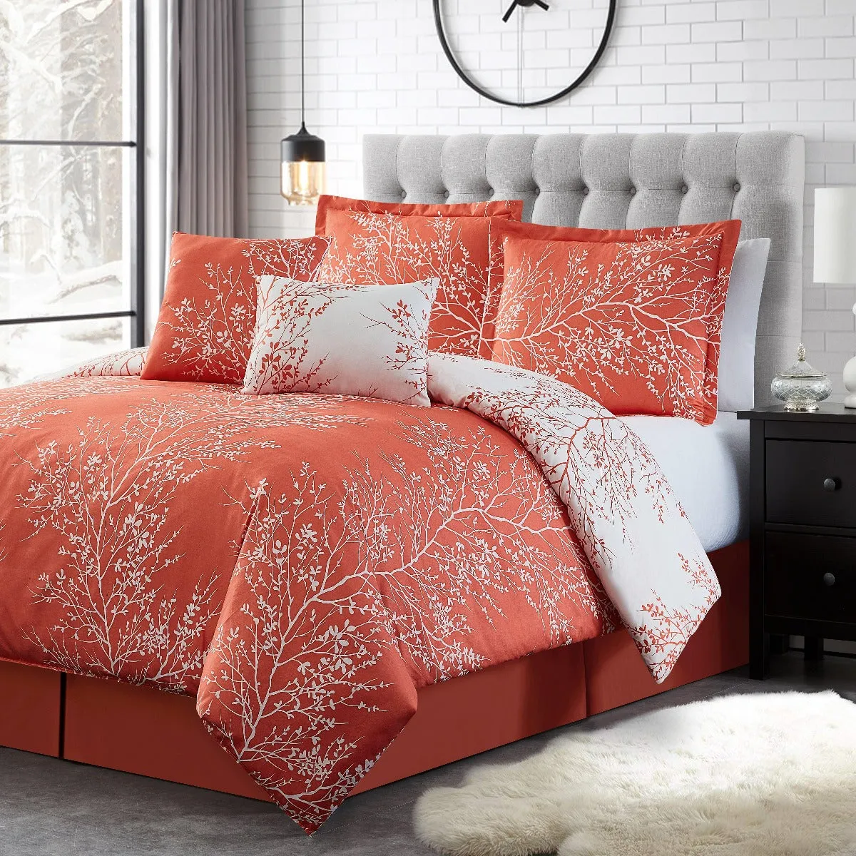 Foliage Reversible Comforter Set   Two Free Sham Pillows