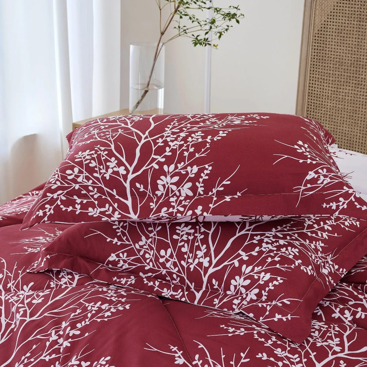 Foliage Reversible Comforter Set   Two Free Sham Pillows