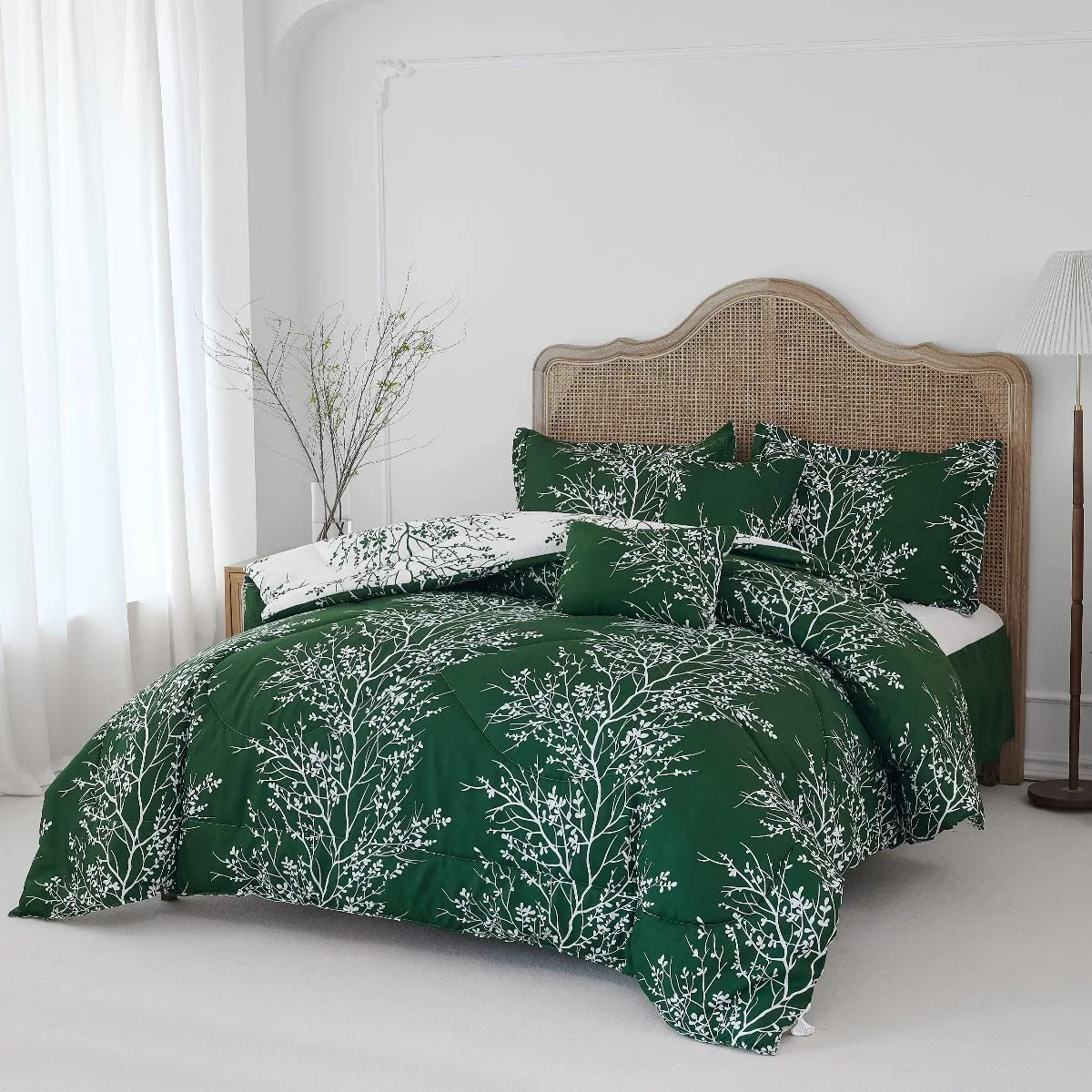 Foliage Reversible Comforter Set   Two Free Sham Pillows