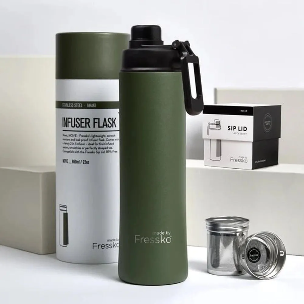 Fressko Insulated Stainless Steel Flask with Tea Infuser - Move 660ml (22oz)