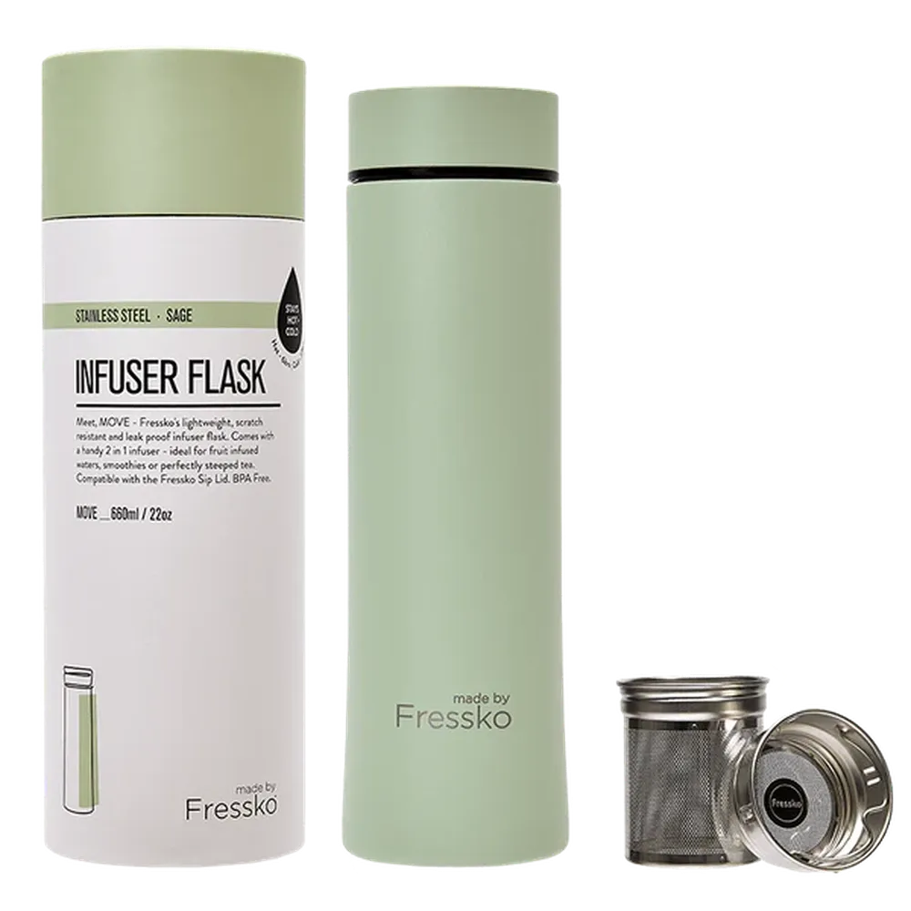 Fressko Insulated Stainless Steel Flask with Tea Infuser - Move 660ml (22oz)