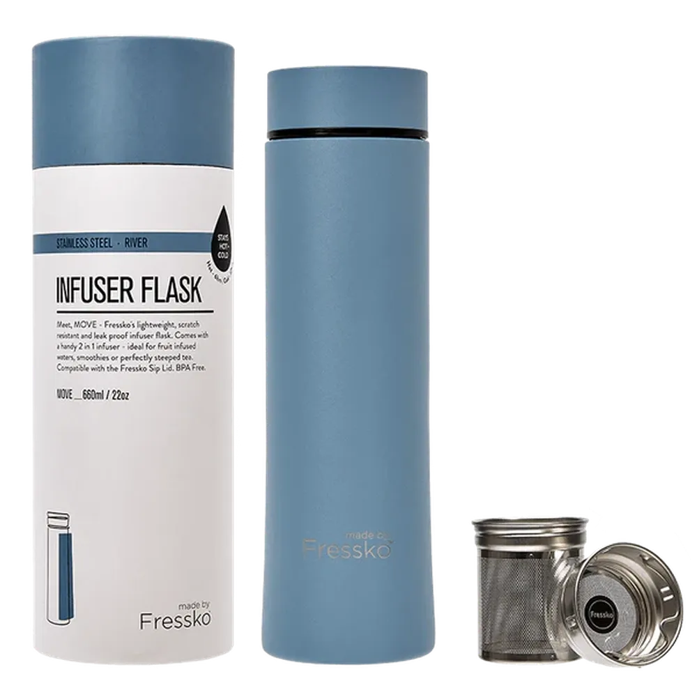 Fressko Insulated Stainless Steel Flask with Tea Infuser - Move 660ml (22oz)