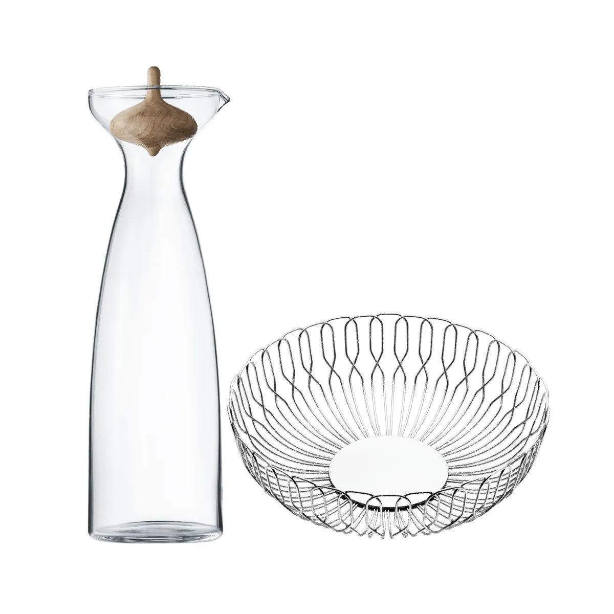 Georg Jensen Alfredo Bread Basket & Carafe Glass