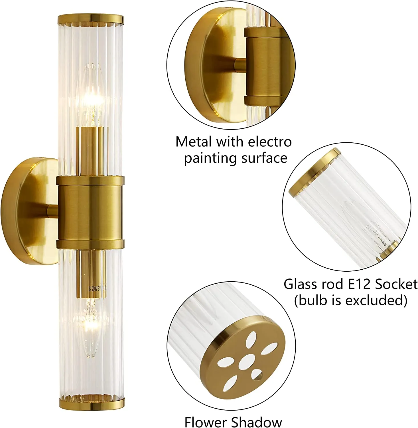 Gold Wall Sconce for Living Room - Vanity Lights Fixture