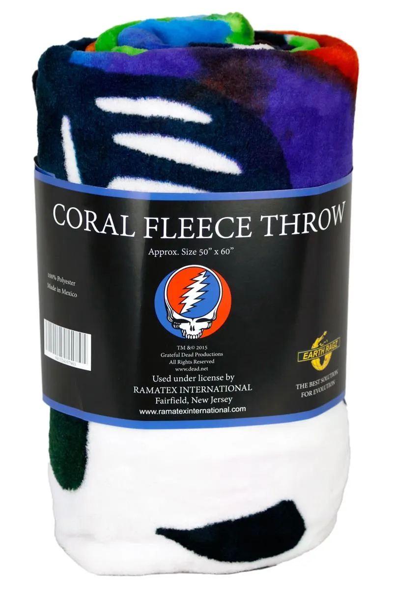 Grateful Dead Steal your Face Tie-Dye Fleece Throw Blanket