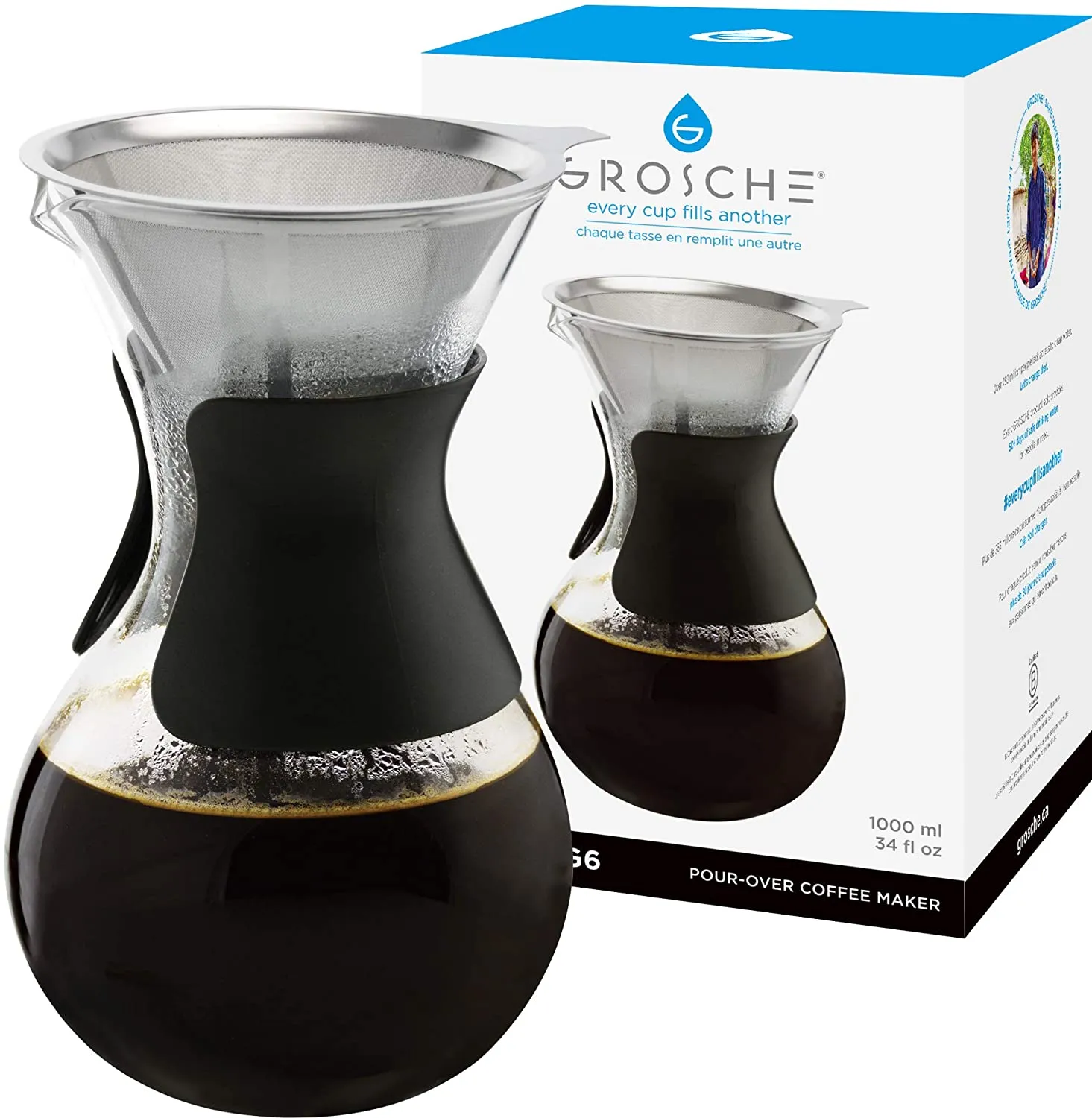 GROSCHE Austin G6 Pour Over Coffee Maker - 1000ml/34 fl. oz - Pack of 4