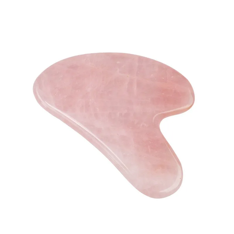 Guasha Gua Sha Natural Rose Quartz Massaging Stone Tool - Massage Stone Natural Facial Massage Tool - Facial Scraper - Heart Shape Pink