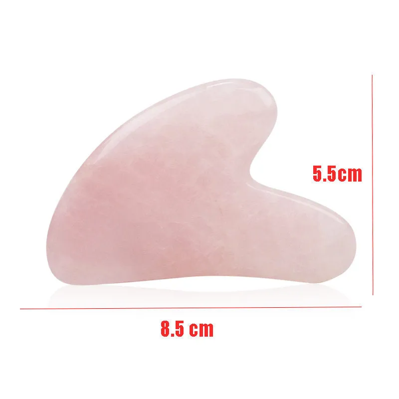 Guasha Gua Sha Natural Rose Quartz Massaging Stone Tool - Massage Stone Natural Facial Massage Tool - Facial Scraper - Heart Shape Pink