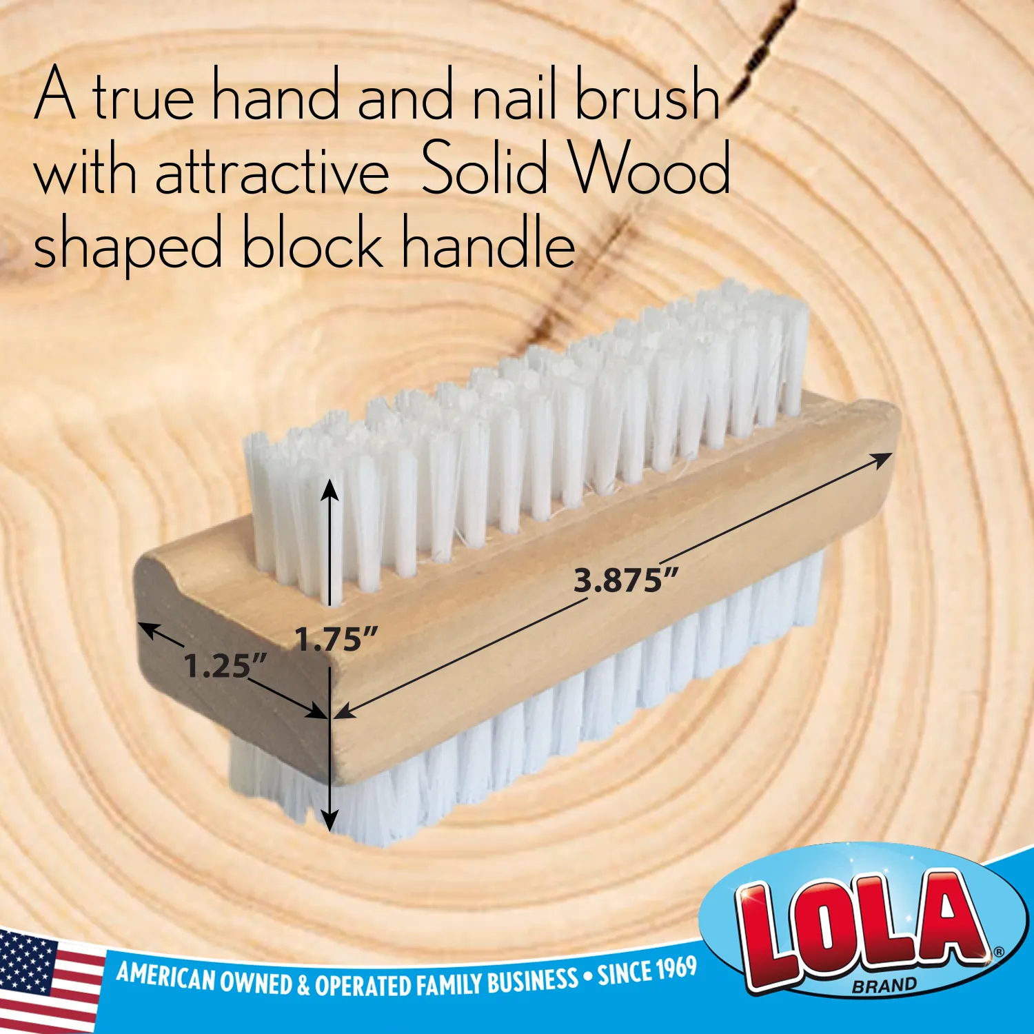 Hand & Nail Brush, Wood Block -12 Pack (Retail Shelf Package)