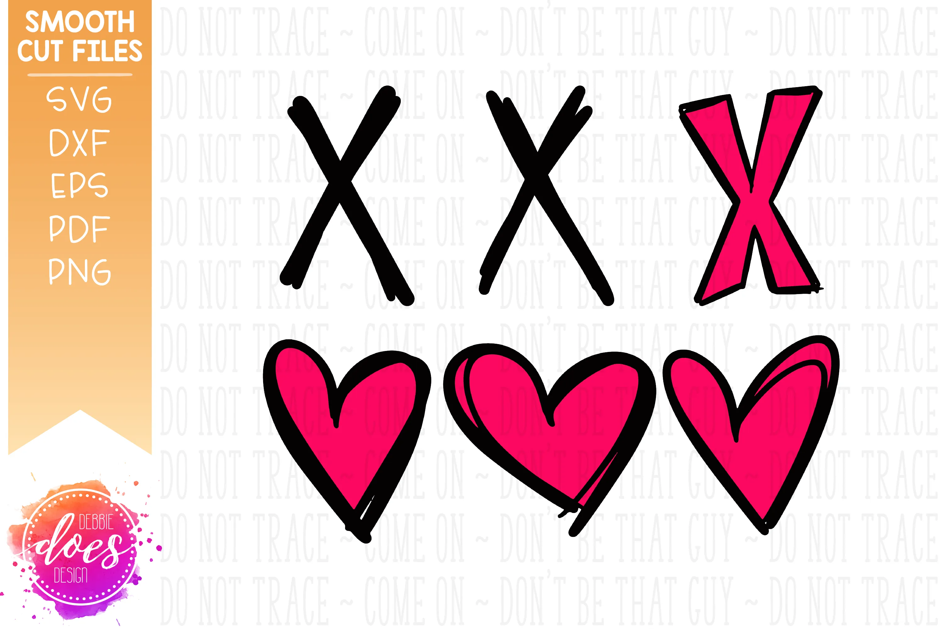 Hand Drawn XOXO Heart Bundle - SVG File