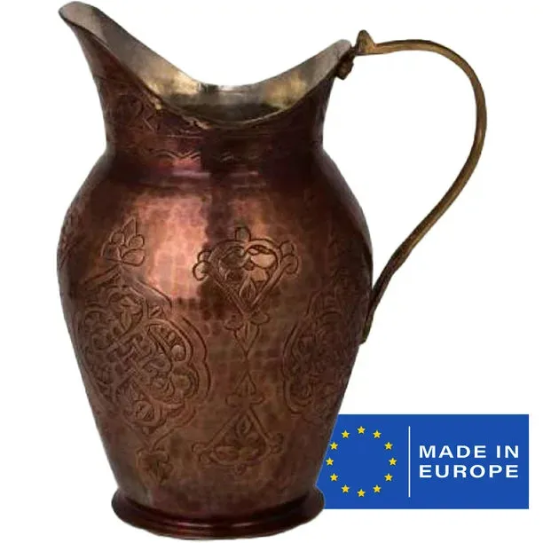 Handmade Pure Copper Jug for Drinking Water, Pitcher, 2.6 qt